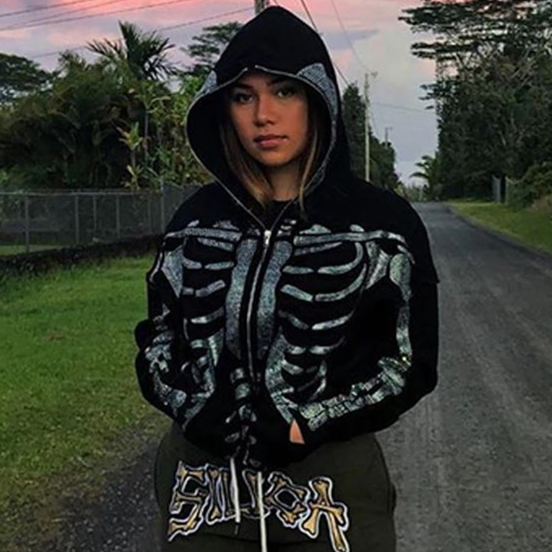 Winter Clothing Website - Hoodie met volledige ritssluiting Glinsteren Strass
