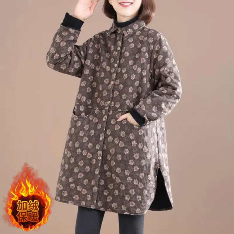 Winter Clothing Trends - Vintage Bloemenprint Damesjack Lente Herfst Fleece